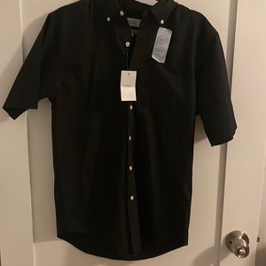 Croft & Barrow men’s casual collared black button down shirt sleeve shirt